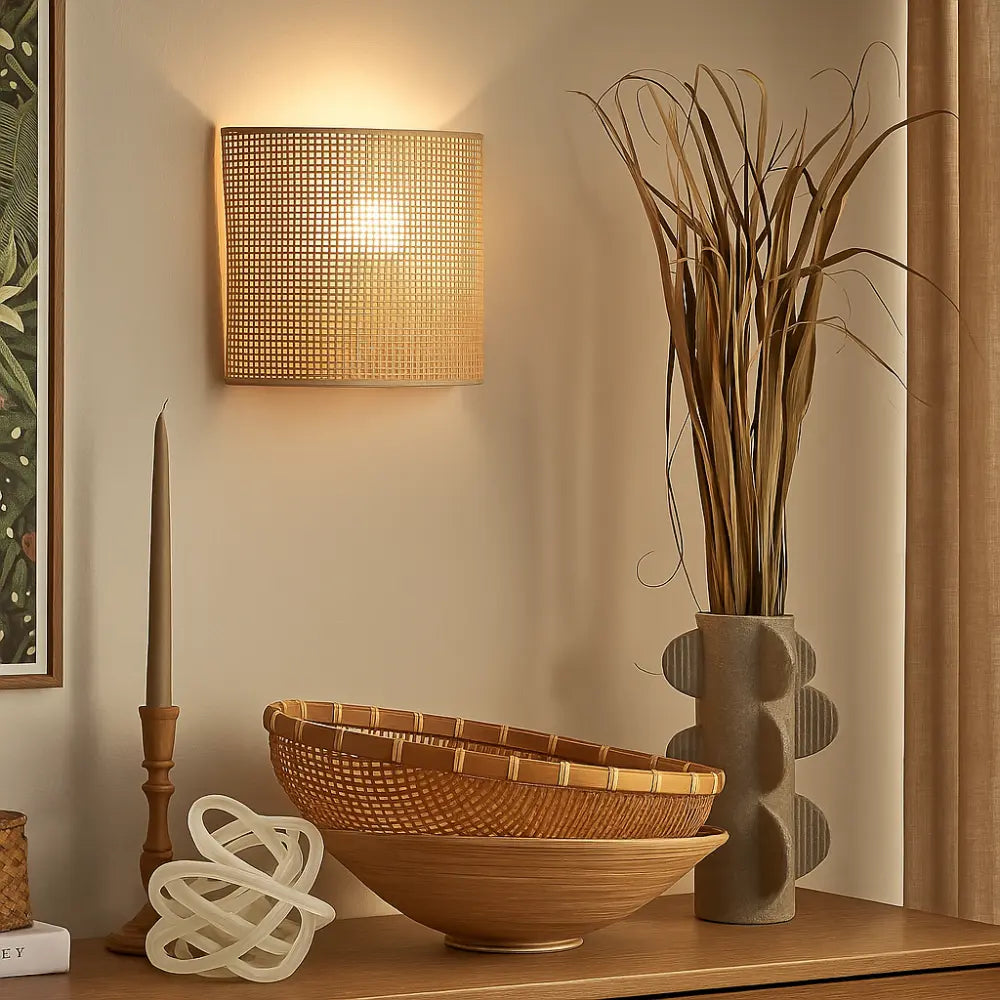 Applique Murale Rotin Naturel – Style Bohème & Scandinave