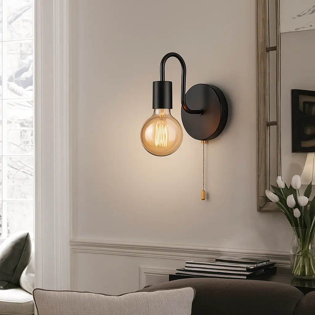 Applique murale noire vintage – Éclairage mural style industriel pour salon, chambre ou couloir