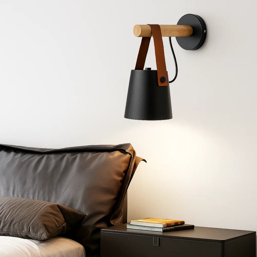 Applique murale scandinave en bois et cuir – Design moderne