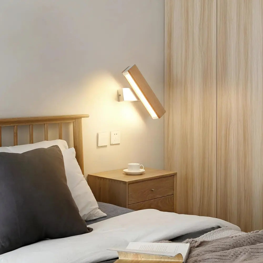 Applique murale LED bois rotatif – Style minimaliste scandinave