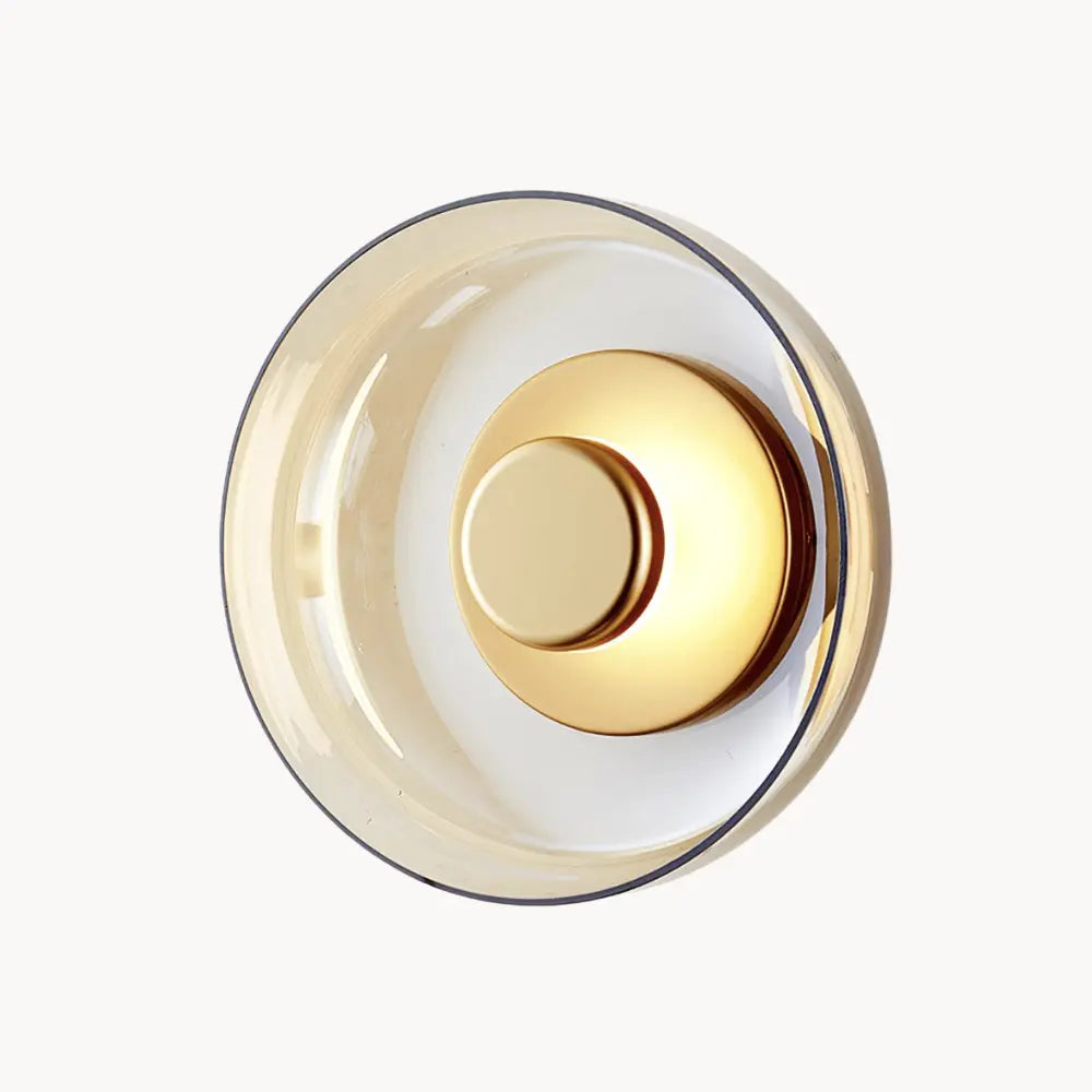 Applique murale LED moderne en verre – Design rond doré pour chambre, salon ou hôtel