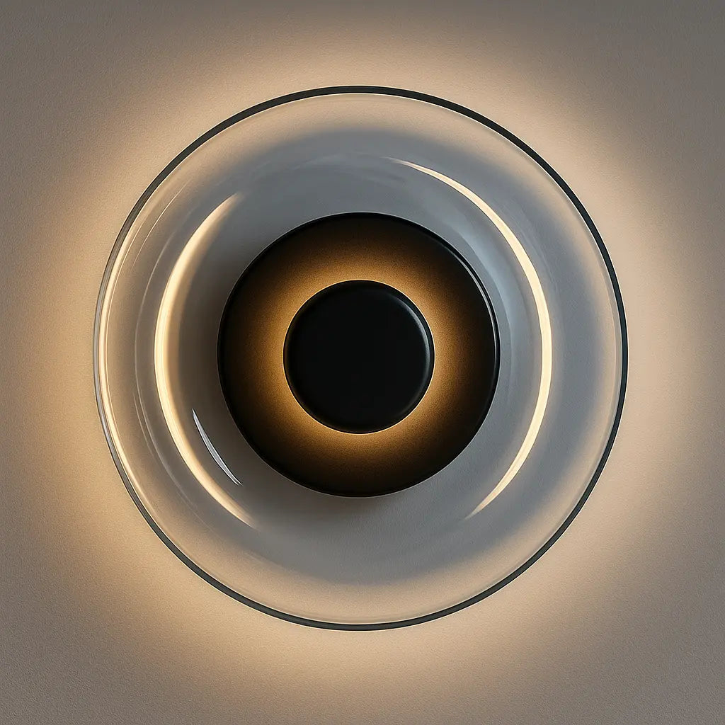 Applique murale LED moderne en verre – Design rond doré pour chambre, salon ou hôtel