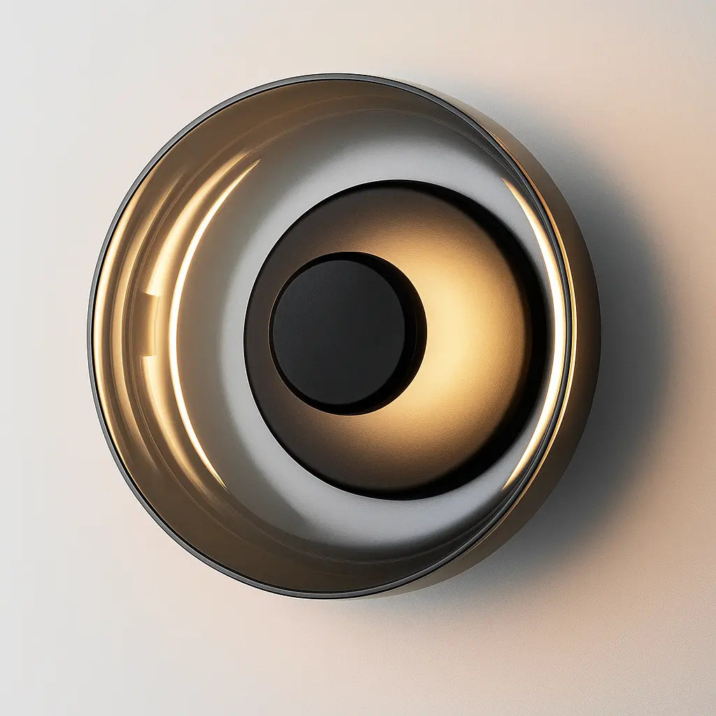 Applique murale LED moderne en verre – Design rond doré pour chambre, salon ou hôtel