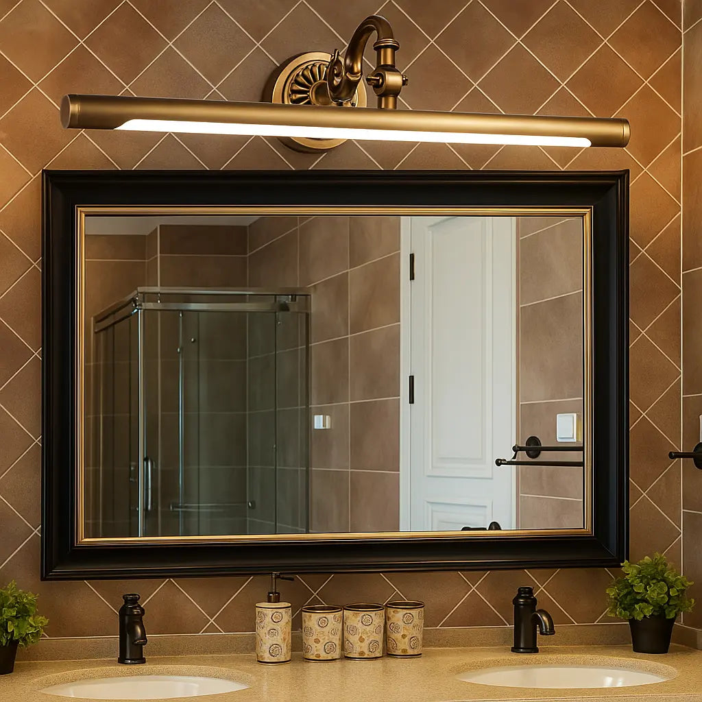 Applique murale rétro en laiton massif – Lampe LED décorative miroir salle de bain