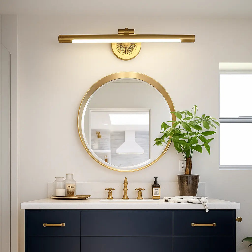 Applique murale rétro en laiton massif – Lampe LED décorative miroir salle de bain