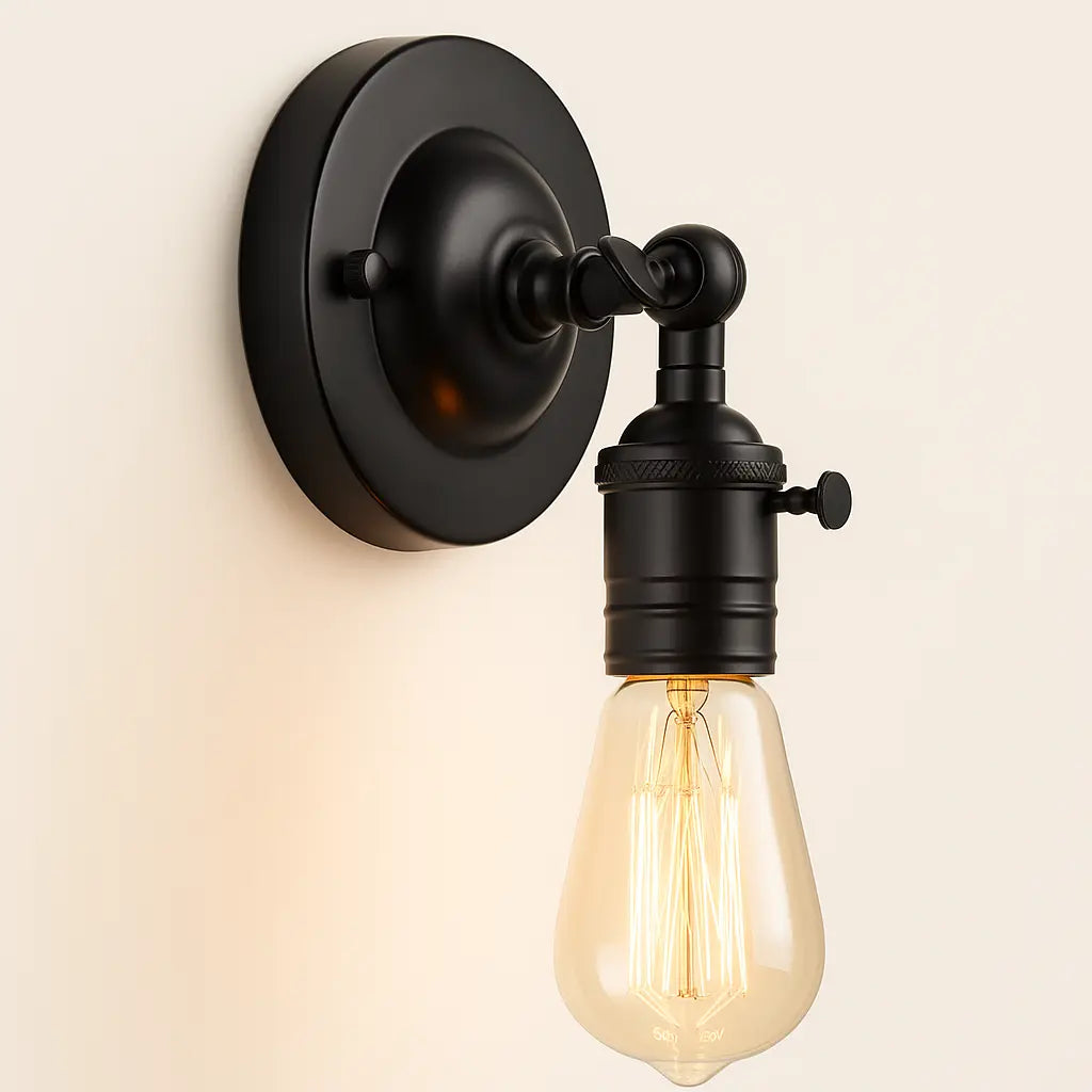 Applique murale vintage industrielle – laiton ou noir avec ampoule apparente