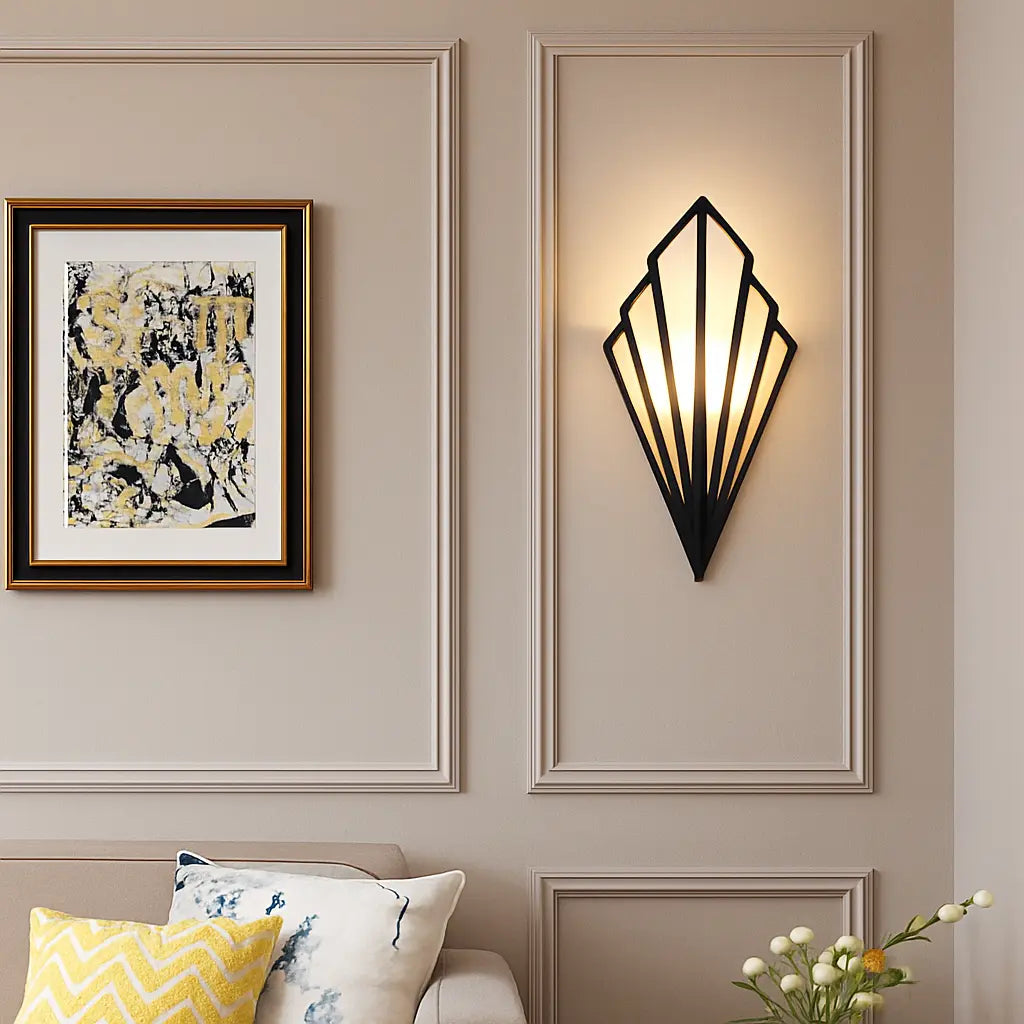 Applique murale décorative style art déco – or, noir ou blanc