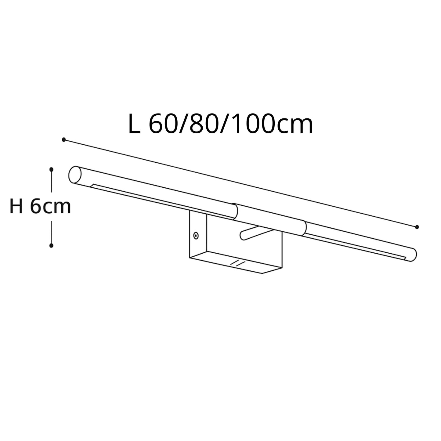 Applique LED miroir noire ou dorée – Éclairage chaud salle de bain 60/80/100 cm