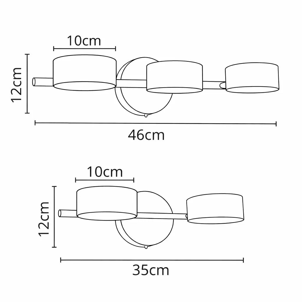 Applique Murale Salle de Bain Travertin & Noir Mat- Orientable 180°- LED 9W
