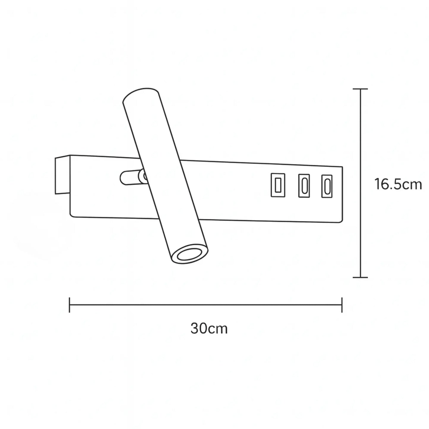 Applique murale avec liseuse LED, interrupteur et chargeur USB intégré