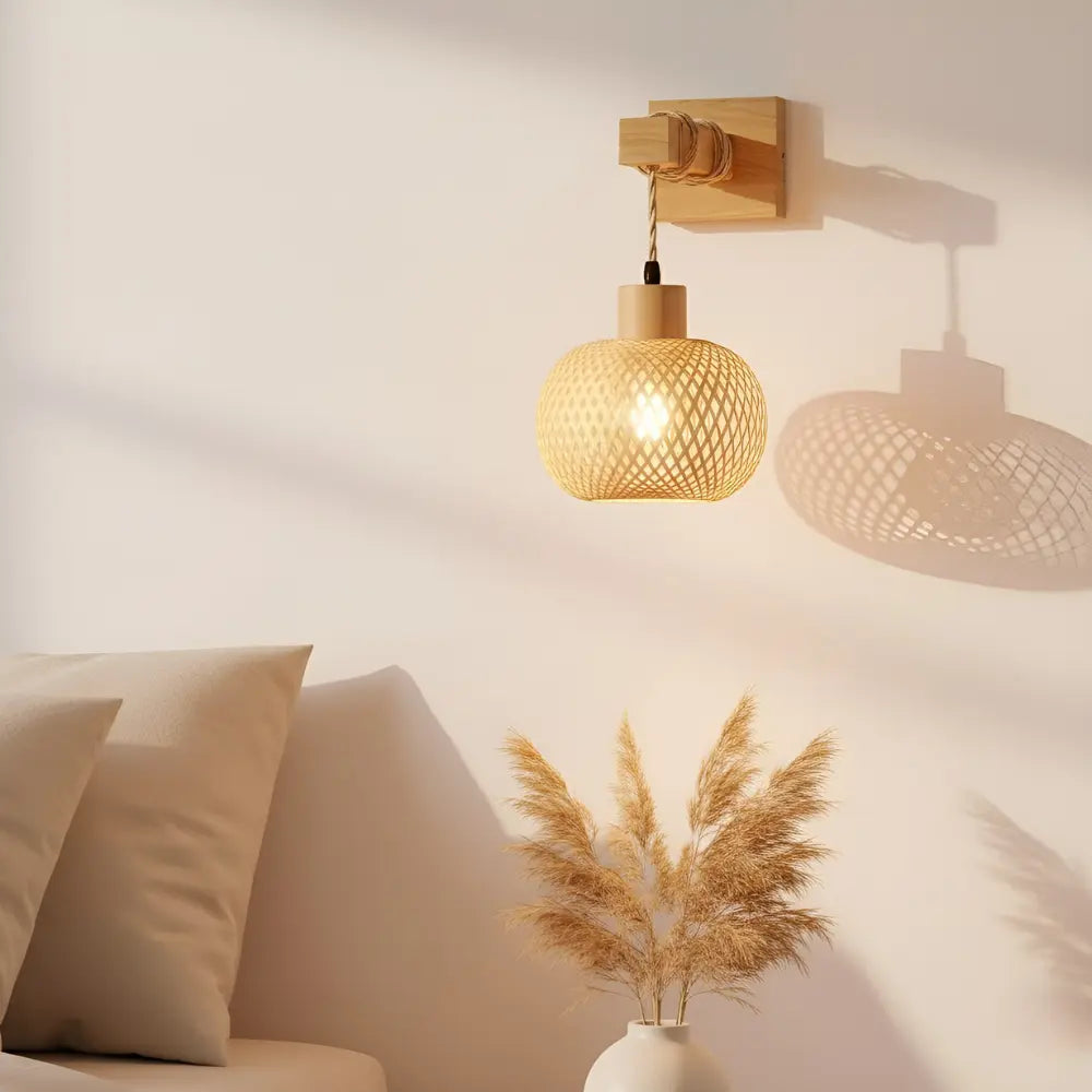 Applique murale en rotin naturel – Style bohème et scandinave