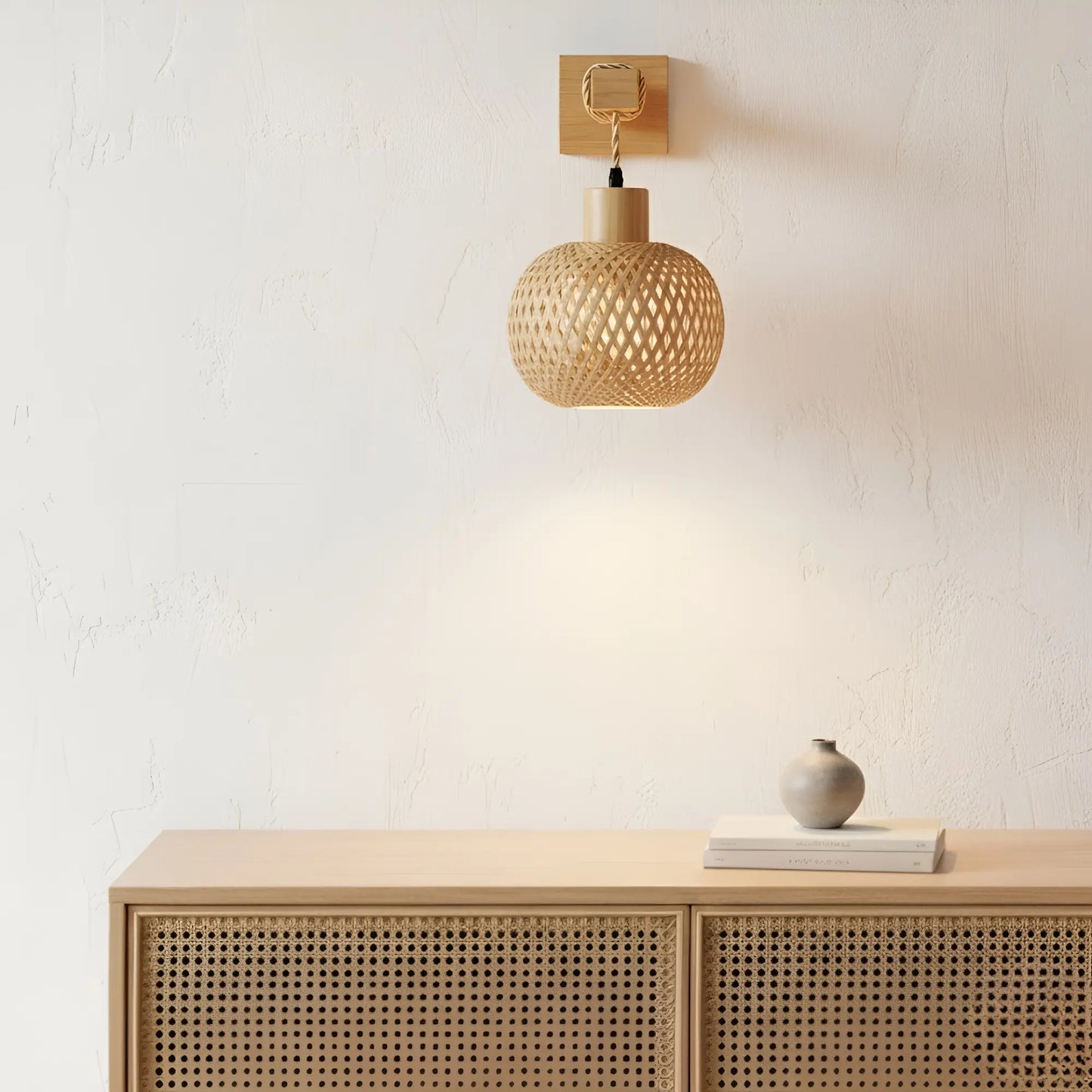 Applique murale en rotin naturel – Style bohème et scandinave