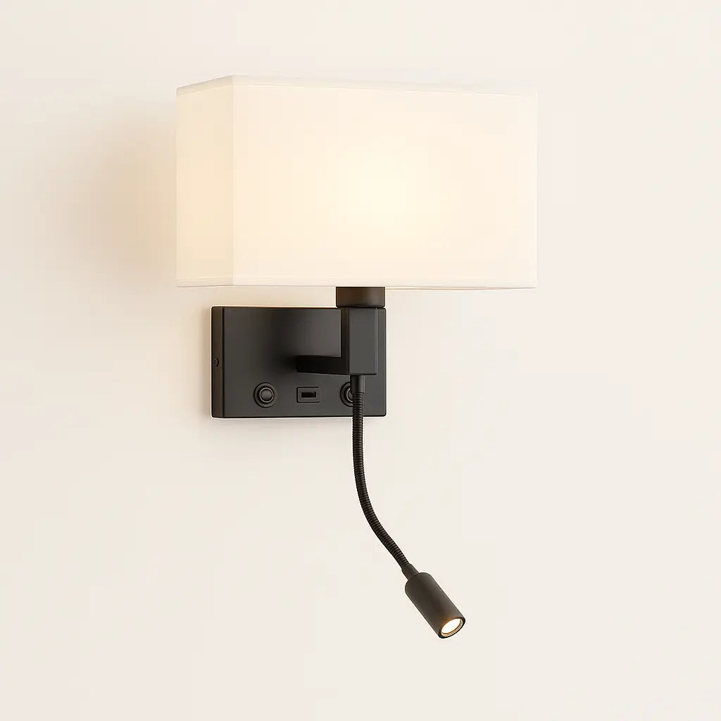 Applique murale avec liseuse LED et port USB – Design moderne chambre/salon