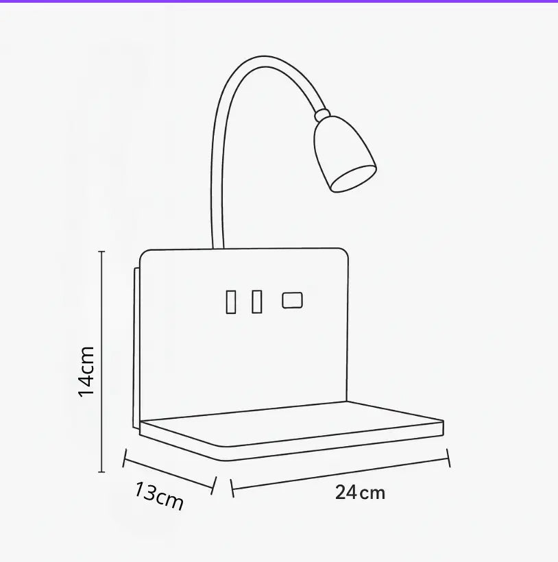 Applique murale LED avec liseuse, USB et chargeur sans fil – Étagère bois design pour chevet ou bureau