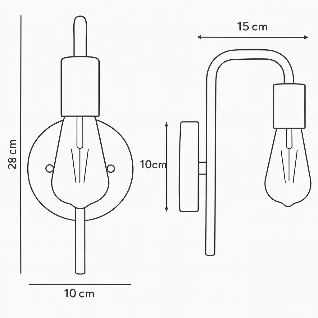 Applique Murale Métal Minimaliste – Miroir, Couloir ou Chambre – E27 Ampoule LED/Edison
