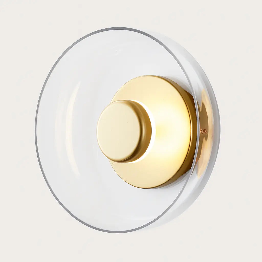 Applique murale LED moderne en verre – Design rond doré pour chambre, salon ou hôtel