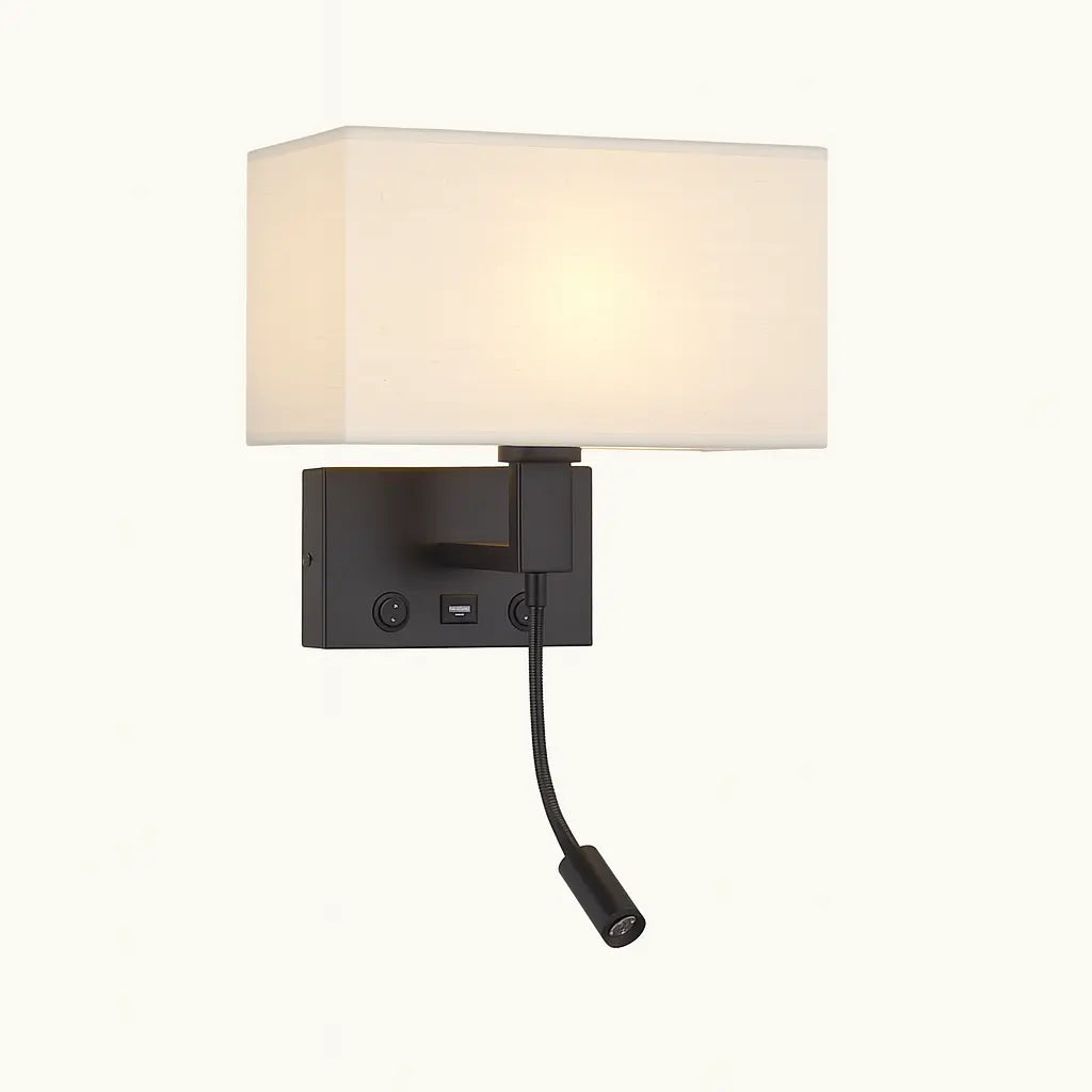 Applique murale avec liseuse LED et port USB – Design moderne chambre/salon