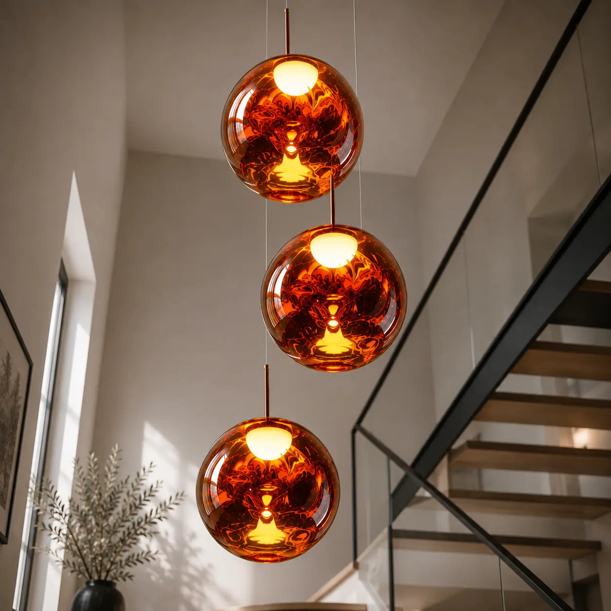 Suspension LED Design Effet Verre Fondu & Miroir