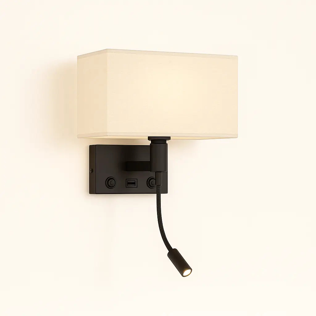 Applique murale avec liseuse LED et port USB – Design moderne chambre/salon
