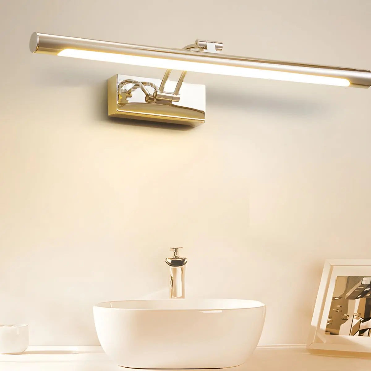 Applique murale salle de bain LED rectangulaire – finition argent, chromée, dorée, noire