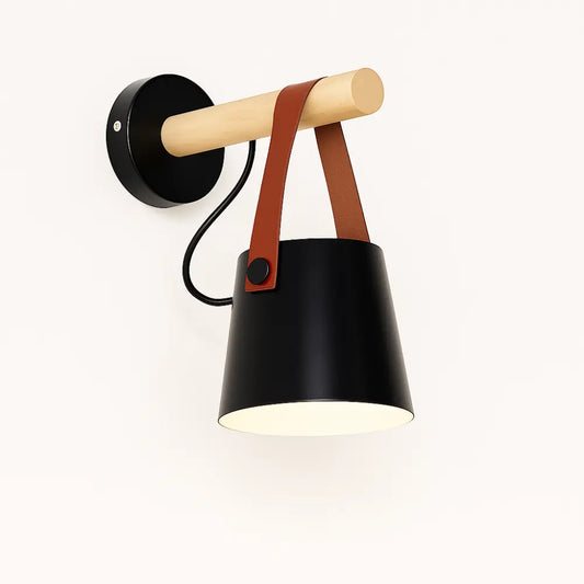 Applique murale scandinave en bois et cuir – Design moderne