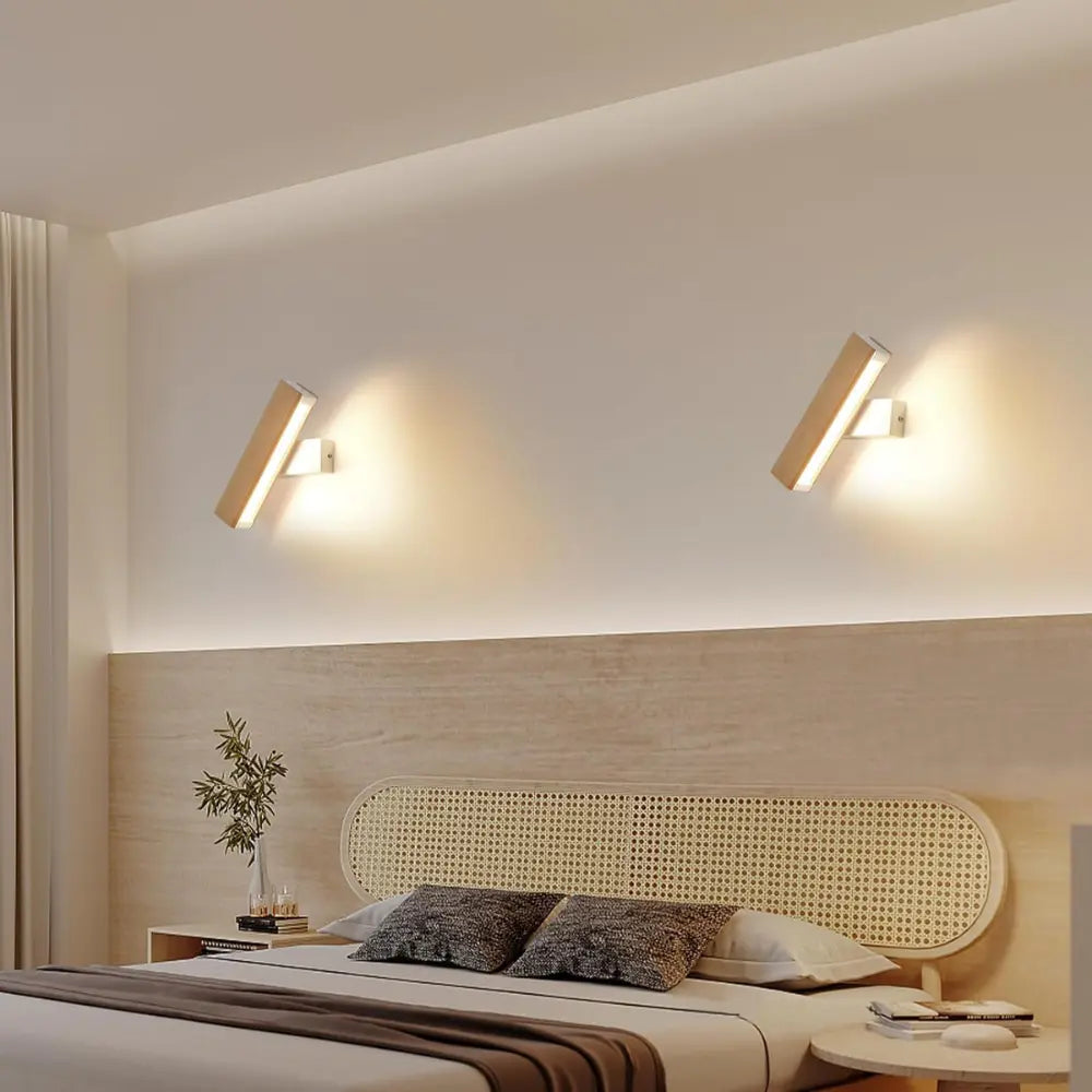 Applique murale LED bois rotatif – Style minimaliste scandinave