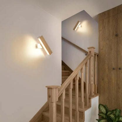 Applique murale LED bois rotatif – Style minimaliste scandinave