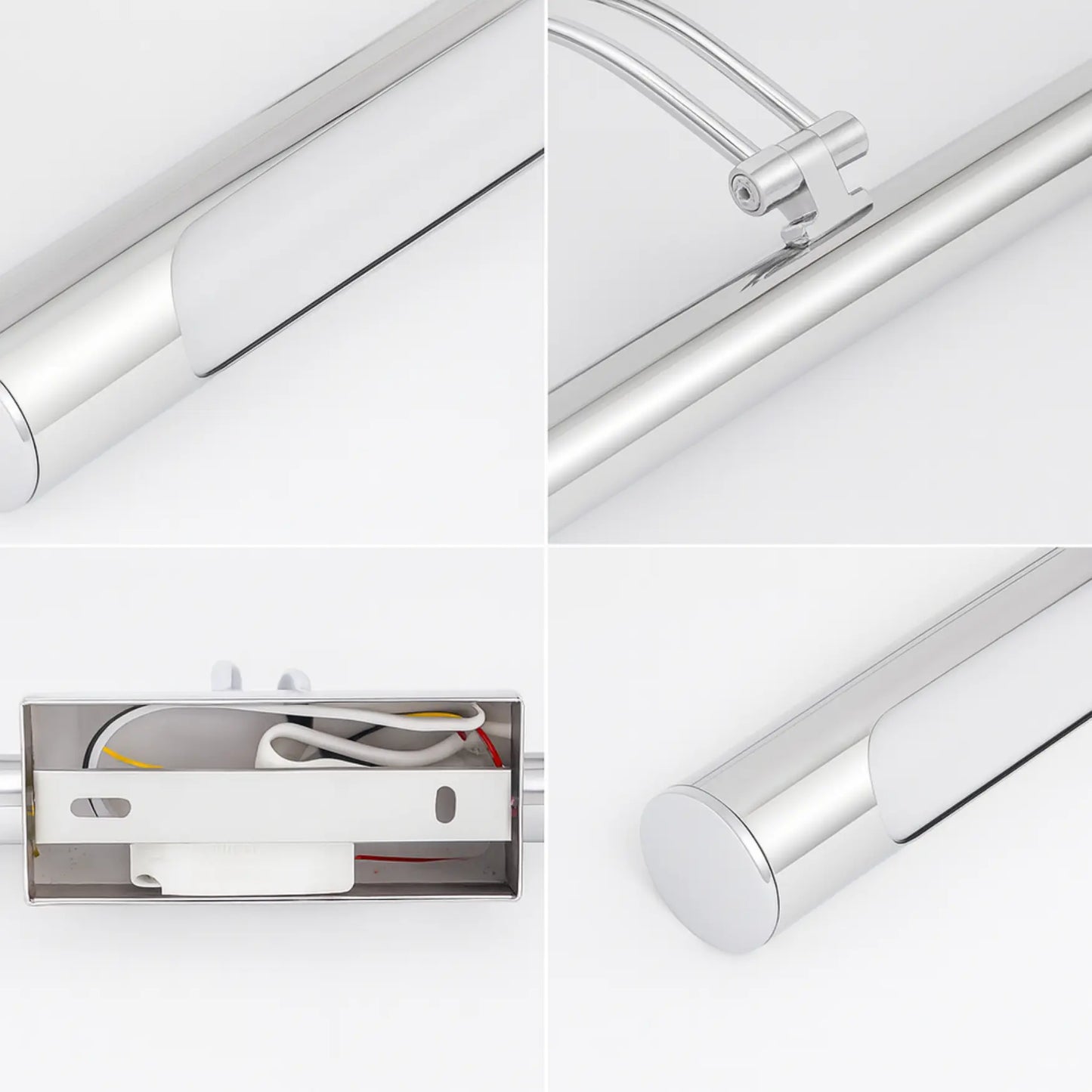 Applique murale salle de bain LED rectangulaire – finition argent, chromée, dorée, noire