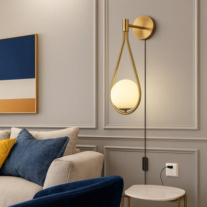 Applique murale LED design moderne – forme goutte, câble avec interrupteur