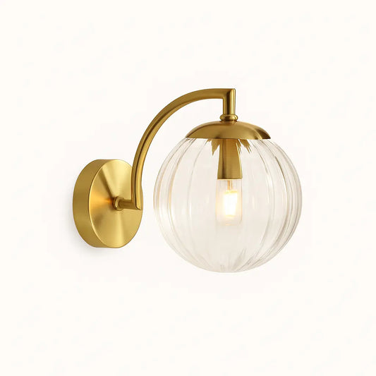 Applique murale en laiton avec globe en verre – Design rétro chic