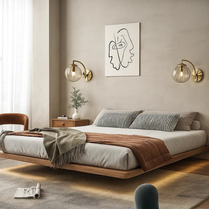 Applique murale en laiton avec globe en verre – Design rétro chic