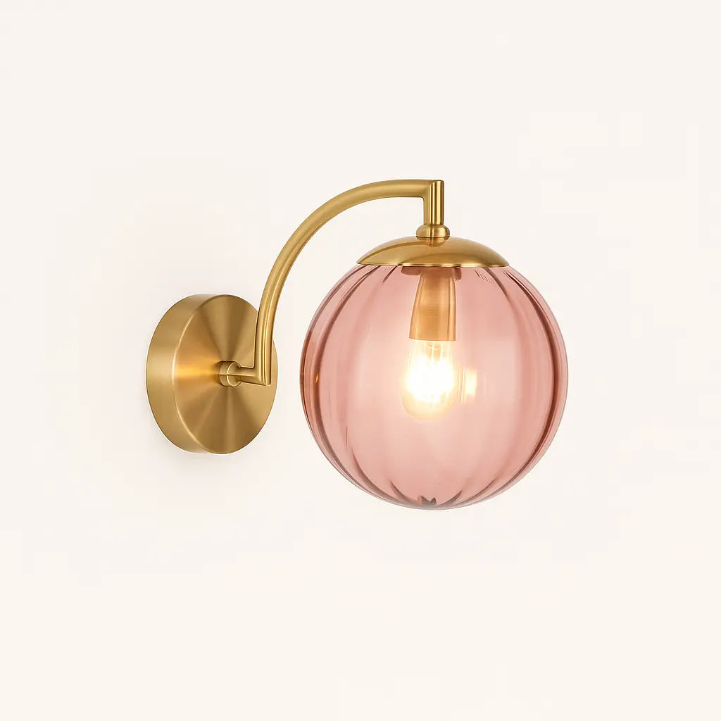 Applique murale en laiton avec globe en verre – Design rétro chic