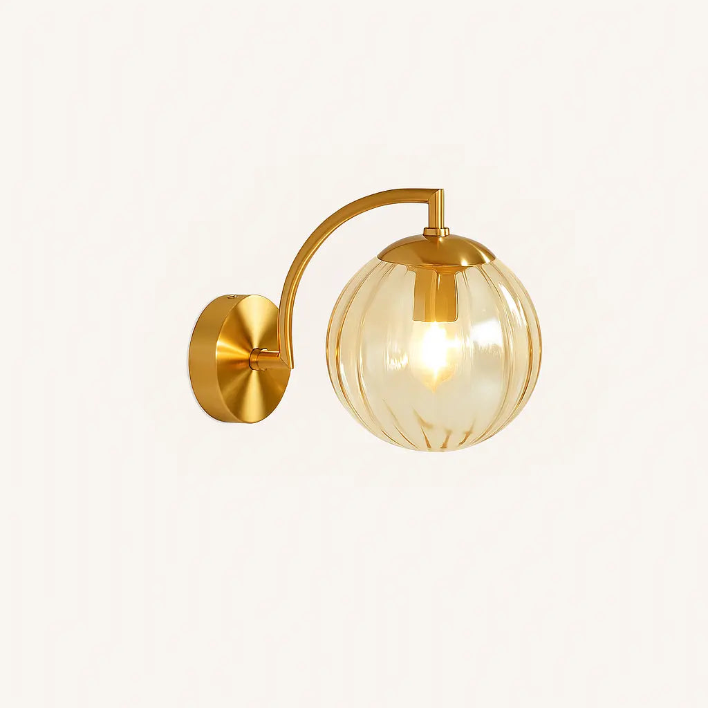 Applique murale en laiton avec globe en verre – Design rétro chic