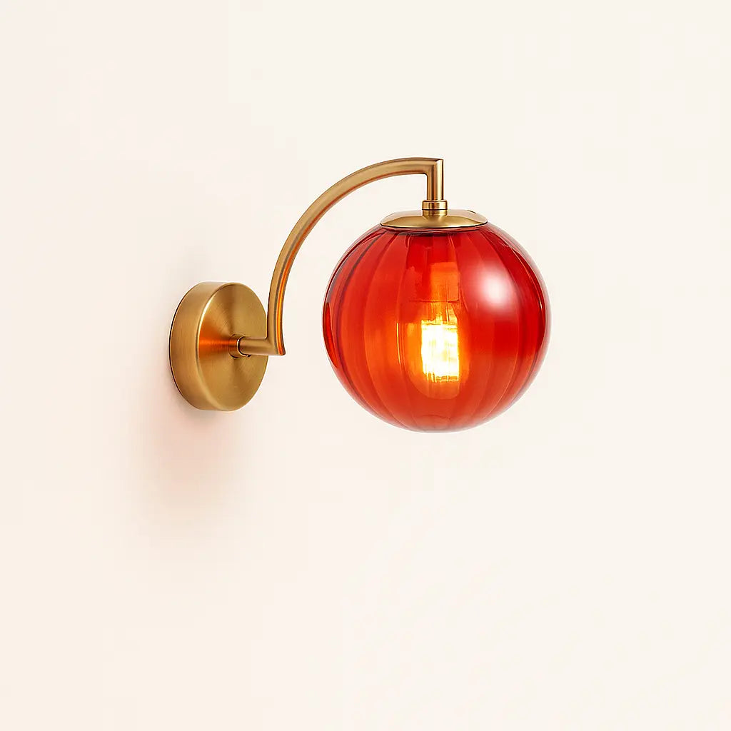 Applique murale en laiton avec globe en verre – Design rétro chic