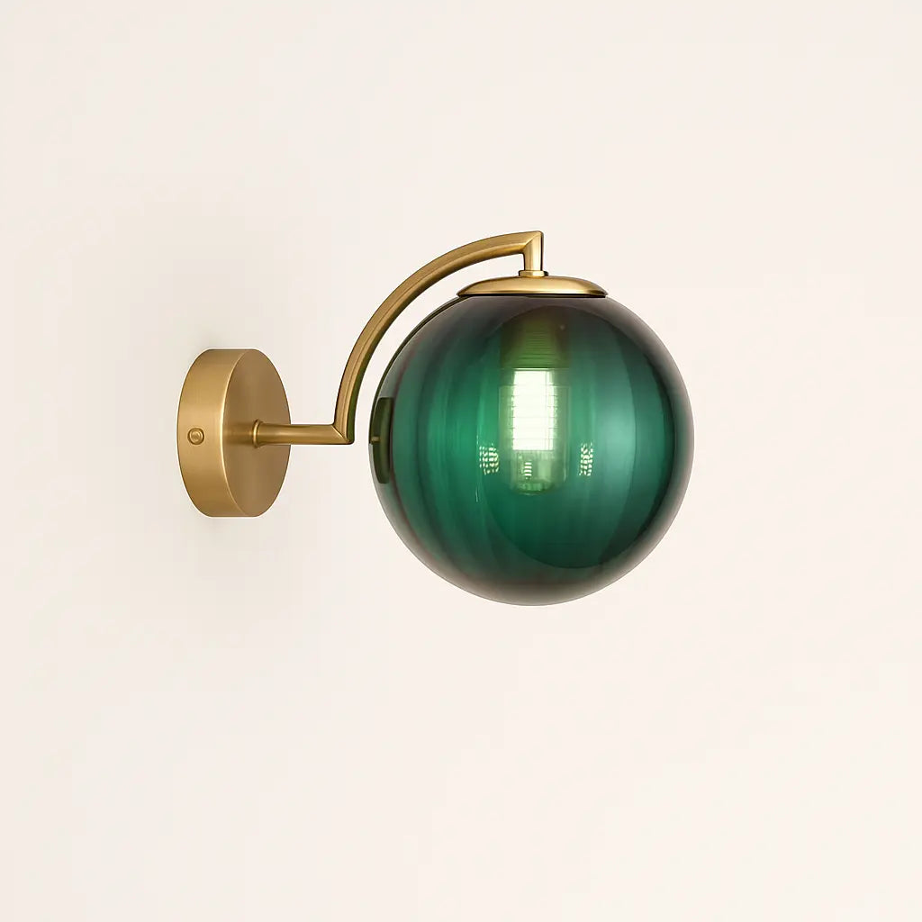 Applique murale en laiton avec globe en verre – Design rétro chic