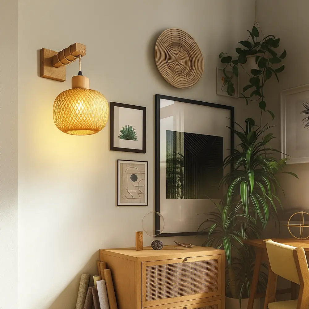 Applique murale en rotin naturel – Style bohème et scandinave