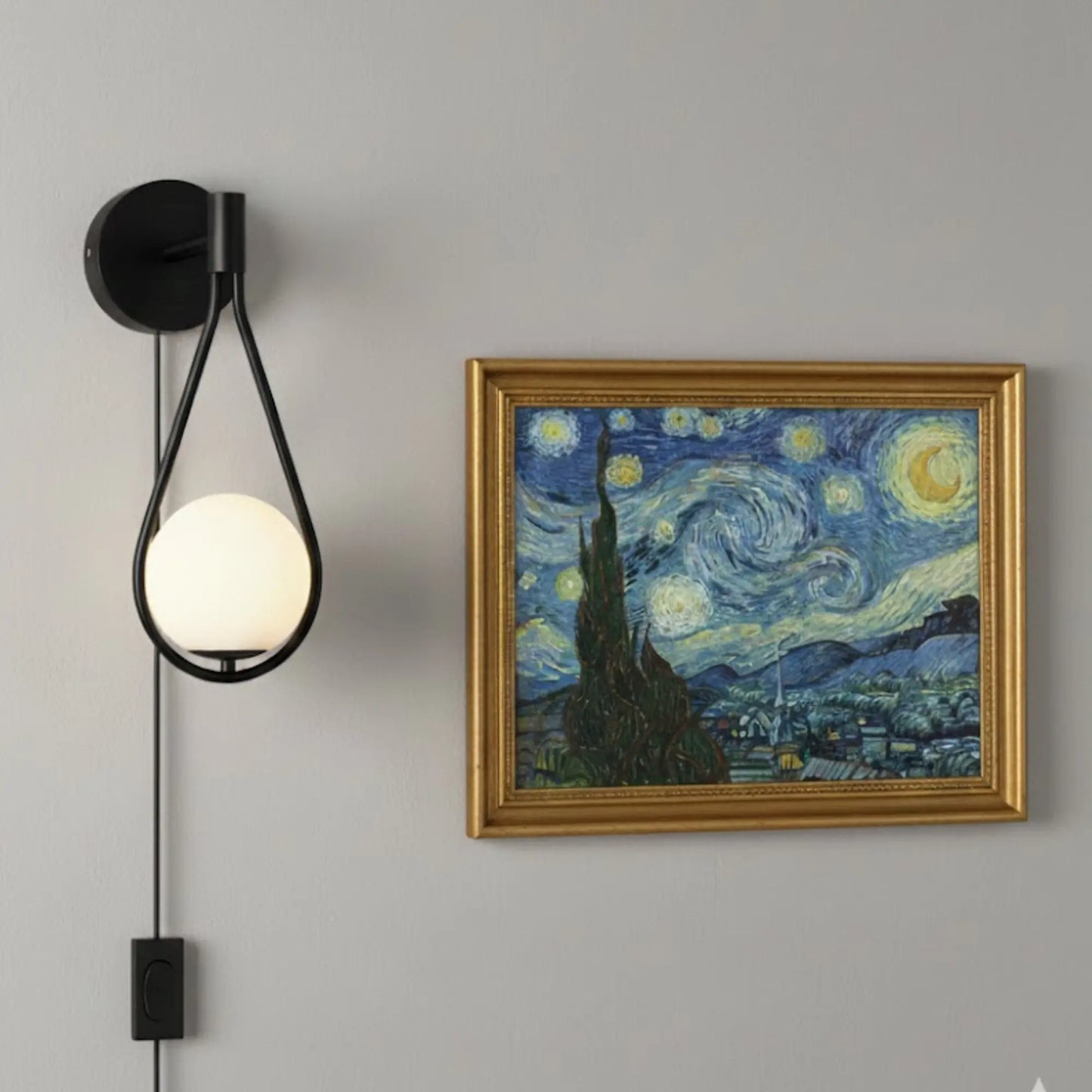 Applique murale LED design moderne – forme goutte, câble avec interrupteur