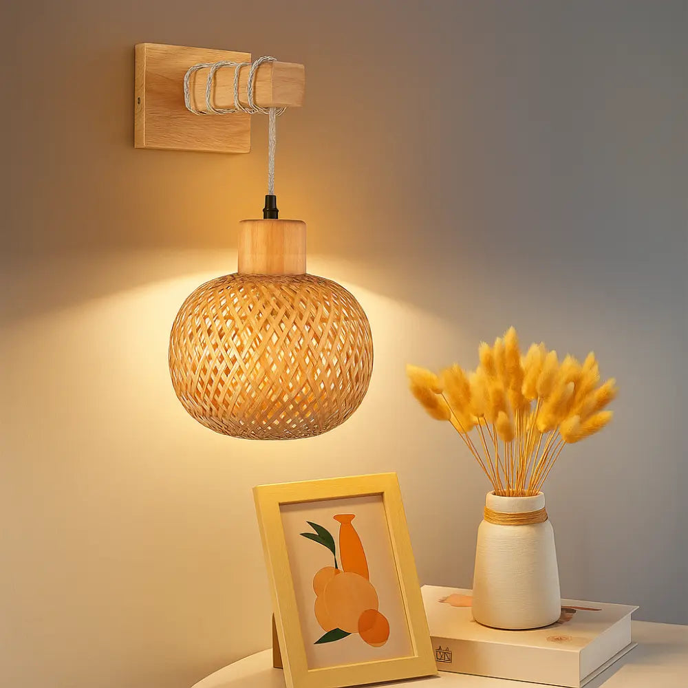 Applique murale en rotin naturel – Style bohème et scandinave