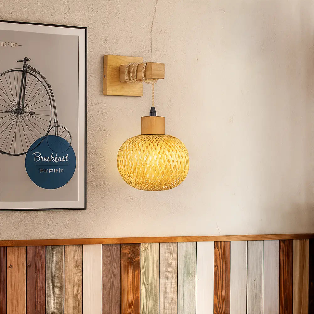 Applique murale en rotin naturel – Style bohème et scandinave