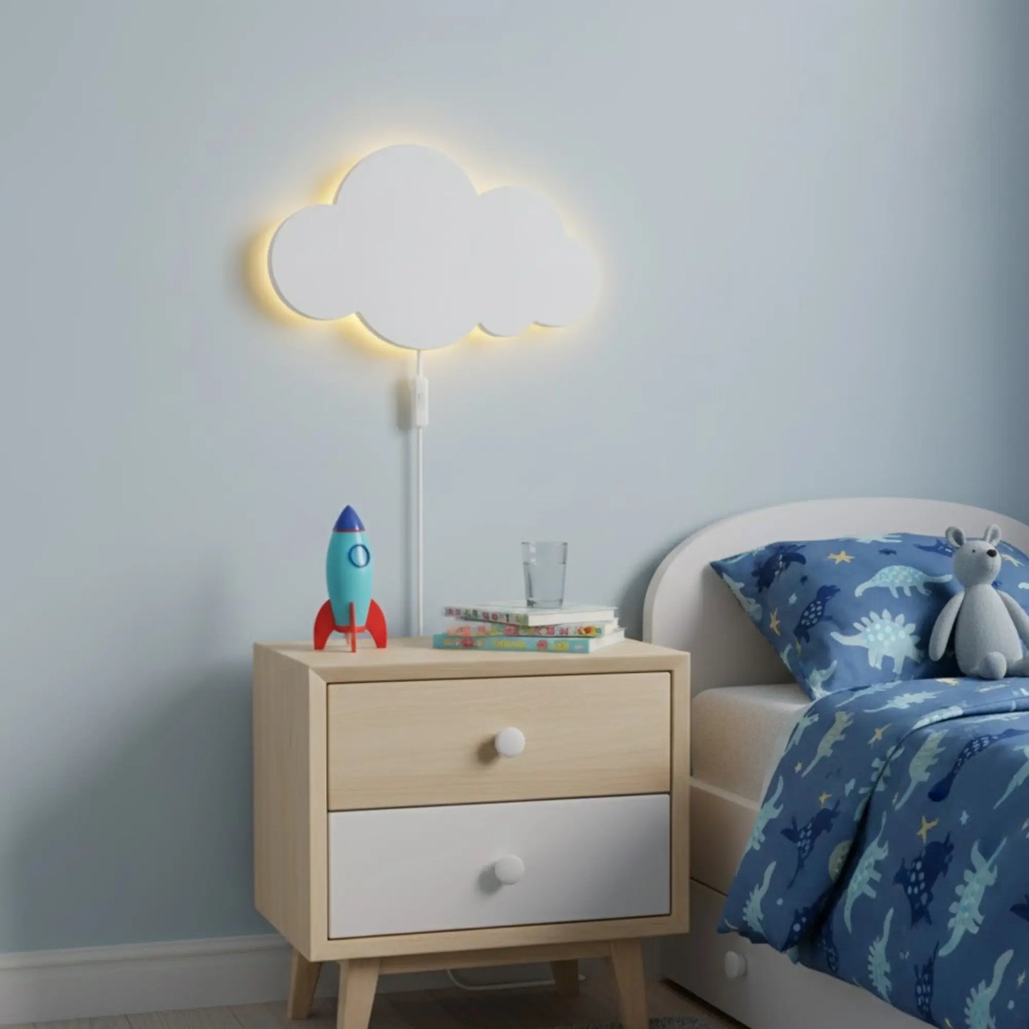 Applique murale LED nuage – lumière douce pour chambre enfant, avec prise