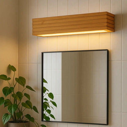 Applique murale bois massif LED – lumière froide, design nordique salle de bain