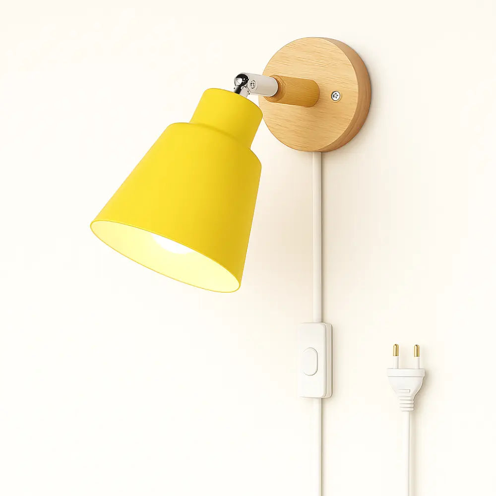 Applique murale minimaliste bois et métal – interrupteur sur câble