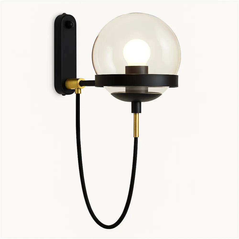 Applique murale globe – laiton ou noir, style vintage moderne