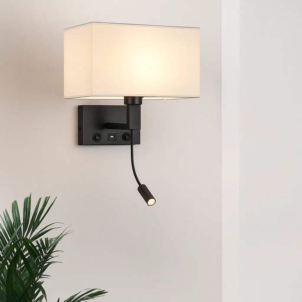 Applique murale avec liseuse LED et port USB – Design moderne chambre/salon