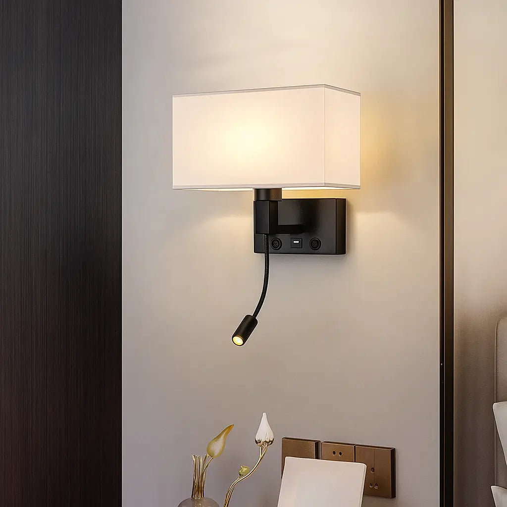 Applique murale avec liseuse LED et port USB – Design moderne chambre/salon