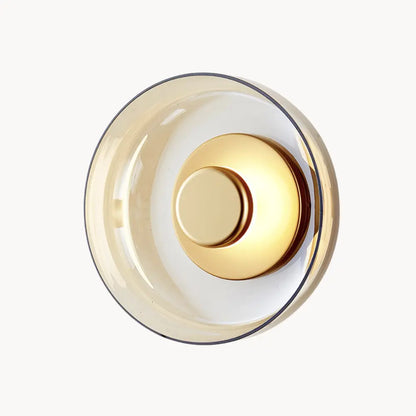 Applique murale LED moderne en verre – Design rond doré pour chambre, salon ou hôtel