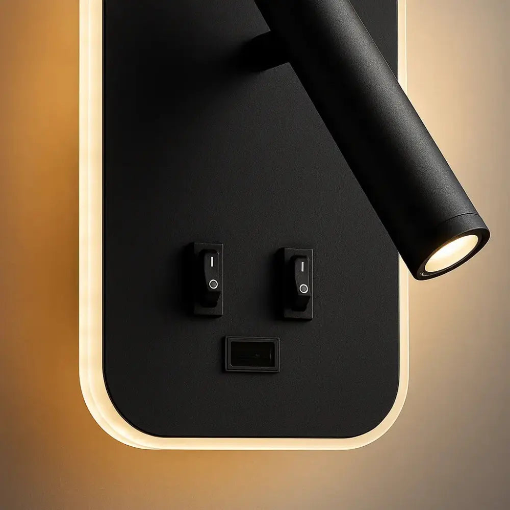 Applique murale avec liseuse LED orientable et port USB – Design moderne pour tête de lit