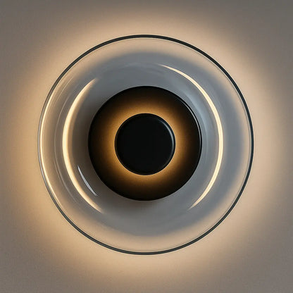 Applique murale LED moderne en verre – Design rond doré pour chambre, salon ou hôtel