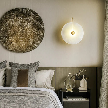 Applique murale LED ronde en marbre naturel – Design minimaliste