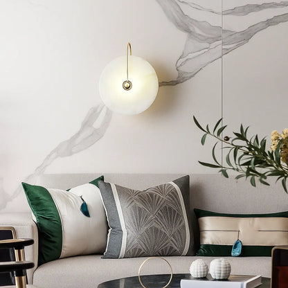 Applique murale LED ronde en marbre naturel – Design minimaliste
